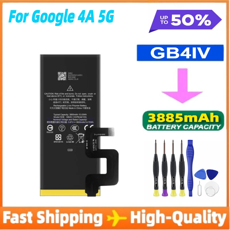 

Сменный аккумулятор GB4IV для версии Google 4A 5G, аккумуляторы для смартфонов + бесплатные инструменты