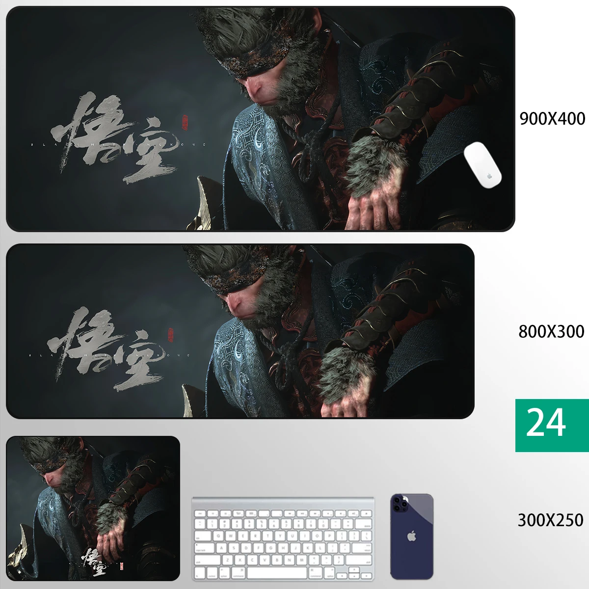 Black Myth Wukong Mouse Pad Encryption Anti slip LED Mouse Pad Thickened Mouse Pad Computer Keyboard Office Pad Large Desk Pad