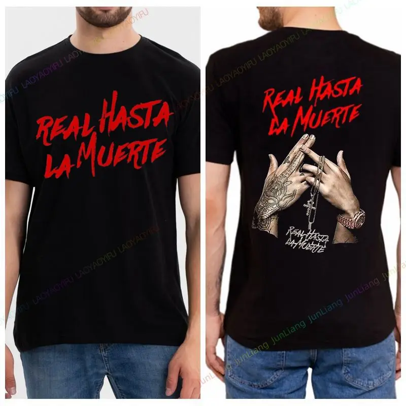 Real Hasta La Muerte Rapper Anuel AA Graphic Fun Cute Man Oversized Short Sleeve T-shirt Real Till Death Man Cool Cotton T-shirt