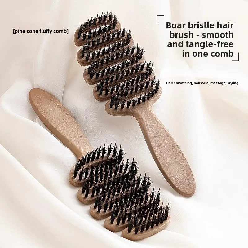 Boar Bristle Paddle Hair Brush Anti Static Comb Hairdressing Massage Comb Curly Hairbrush Salon Hair Styling Tools Makeup Tools