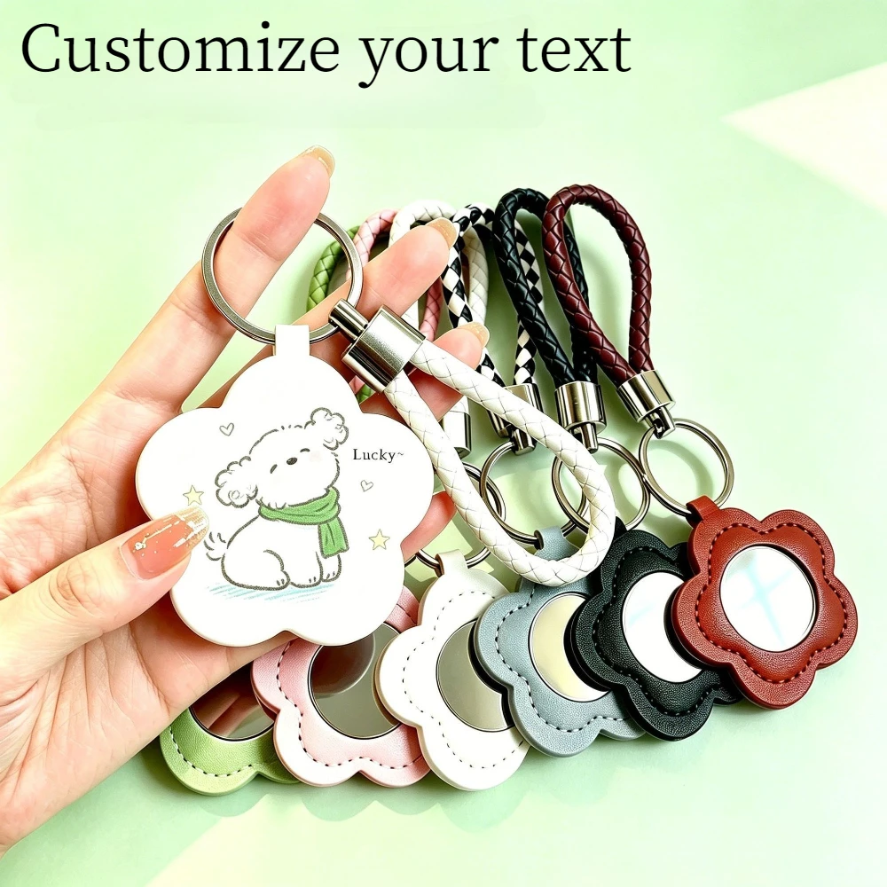 Flower Makeup Mirror Can Be Customized with Logo Pattern Convenient Weaving Keychain Exquisite Girl Cute Bag Pendant and Gift