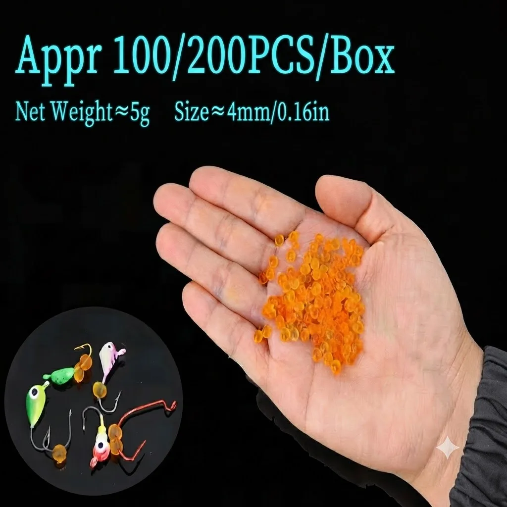 100/200 piezas de señuelos de silicona suave para pesca de salmón, 4 mm – Señuelos realistas de huevas de pescado para trucha, salmón y steelhead – Pesca en hielo y pesca con mosca