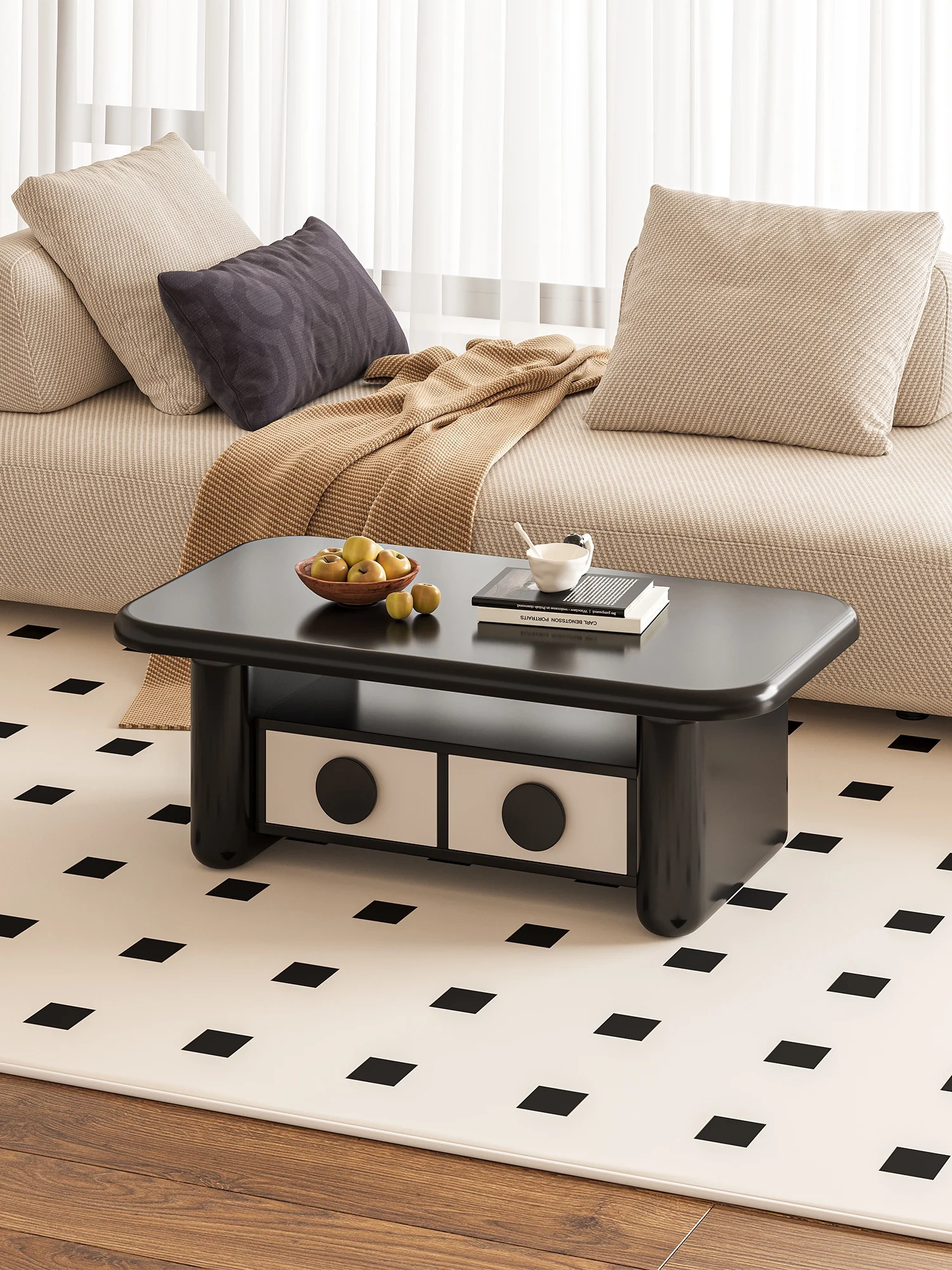 Home Modern French Milk Tea Color Sunset Coffee Table