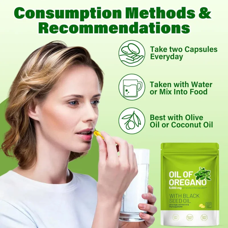 

Natural Oregano Oil Capsules Carvacrol-Rich Herbal Supplement Supports Immunity Aids Digestive Health Enhances Overall Wellness