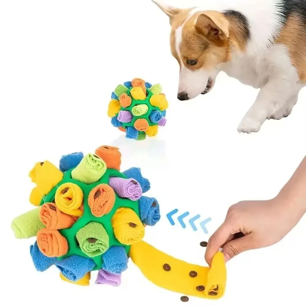 Interaktives Hundespielzeug aus Polarfleece zum Verstecken von Futter, Langlebiger Tragbarer Slow-Feeder-Schnüffelball für Hunde Aller Größen
