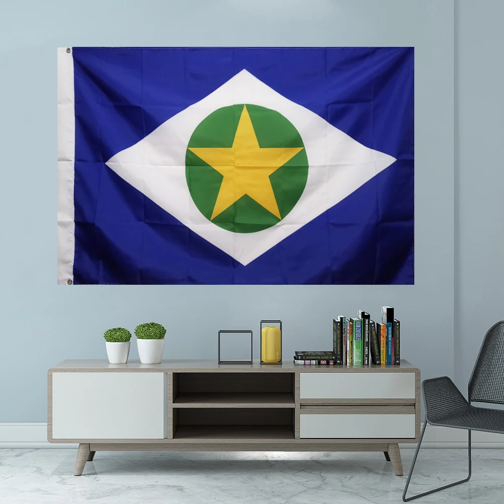 

Flag Of Mato Grosso Brazil Brazilian State Graphic Custom Printed Hanging Banner Polyester Shaft Cover Grommets 3X5FT 90X150CM