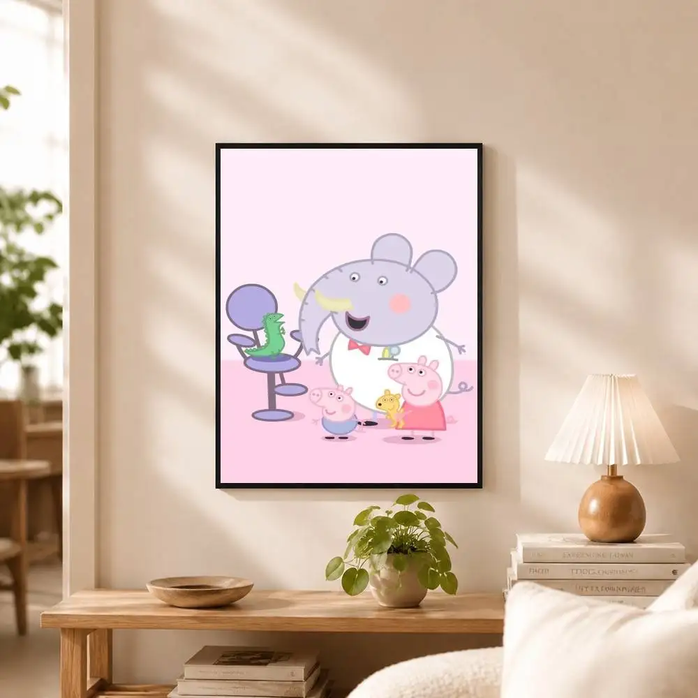 Pink P-P-Peppas-es Pigs Poster Waterproof Wall Art Sticker For Bar Living Room Vintage Decor High Quality Print Gift view 6