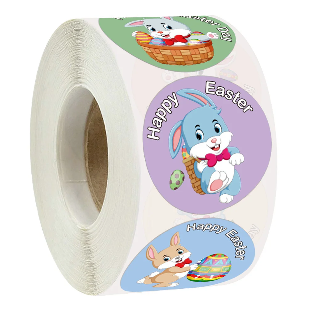 

Easter Stickers Gift Decorations Bag Label Baking Sealing Adhesive Labels Copper Plate Ornament Animal Design Festive DIY