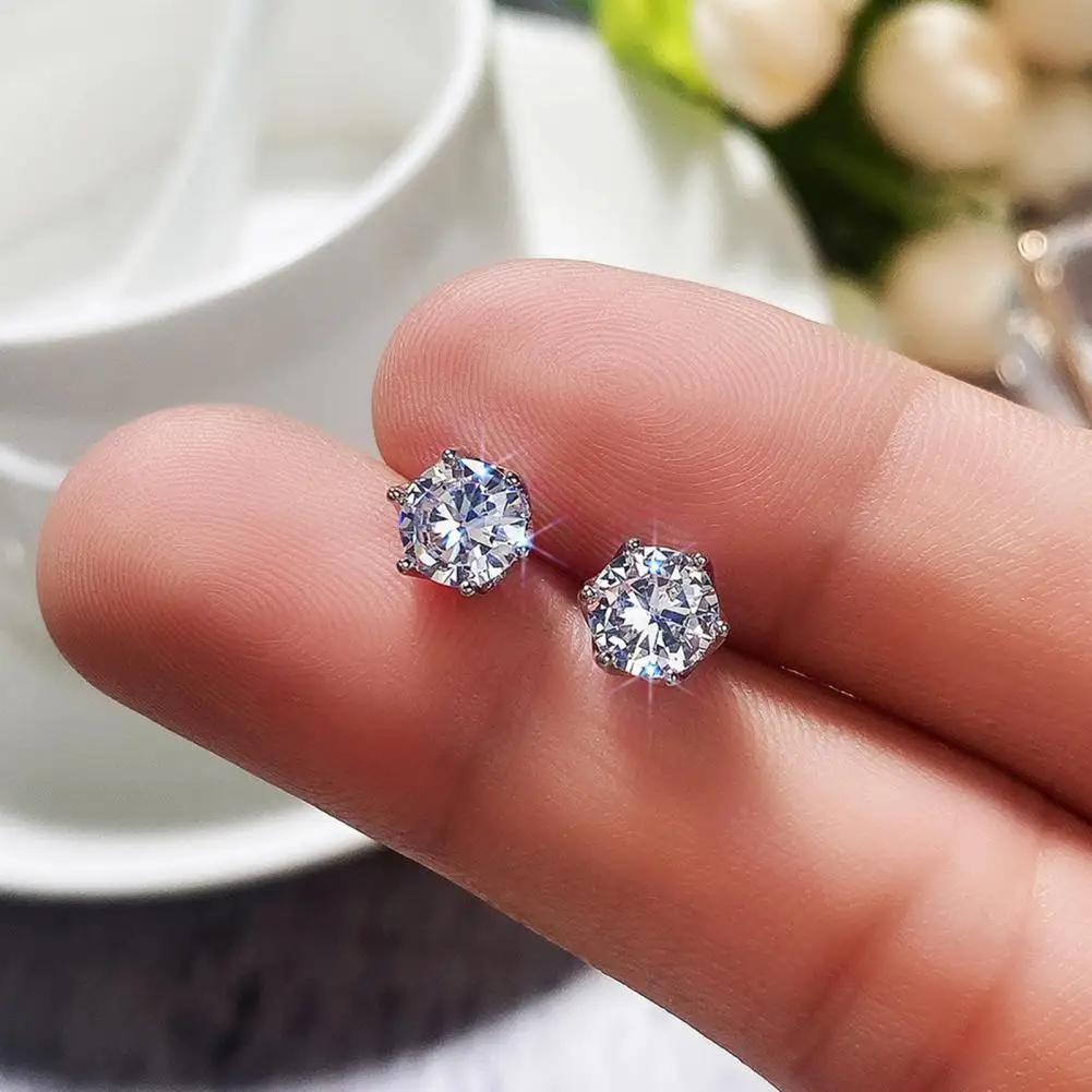 Exquisite Design Stud Earrings Elegant Geometric Cubic Zirconia Stud Earrings for Women Lightweight Bridal Jewelry Gift