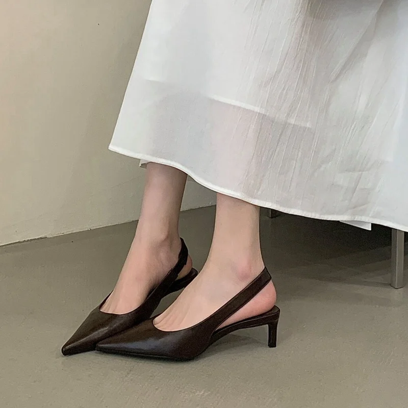 

2026 Summer High Heel Shoes Women Sandals Fashion Pointed Toe Slingbacks Shoes Ladies Elegant Stripper Party Dress Mule Sandalia