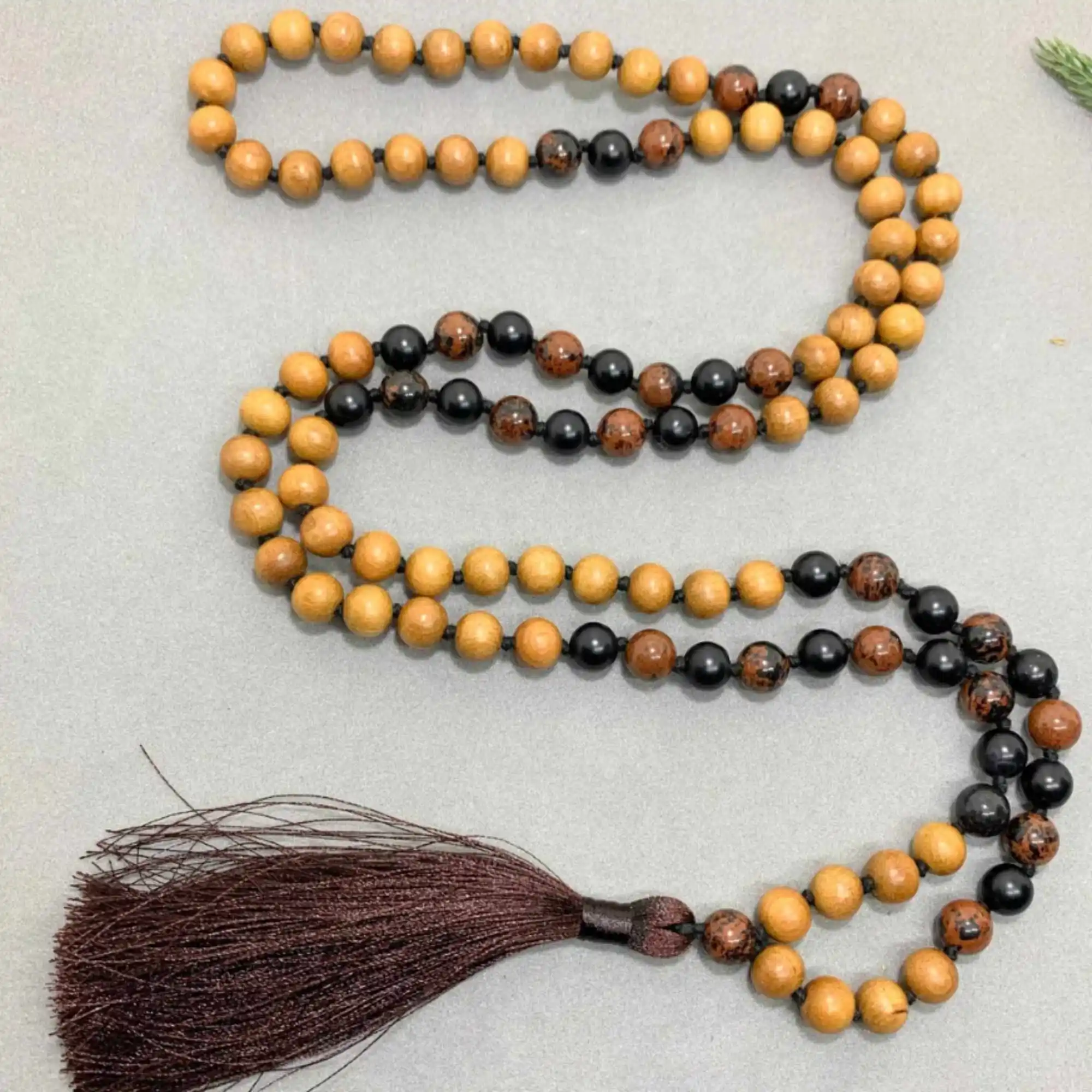 8mm Natural knot Rudraksha mahogany obsidian beads necklace spread Pray Relief Mala Healing Chakra Blessing Handcrafted Prayer