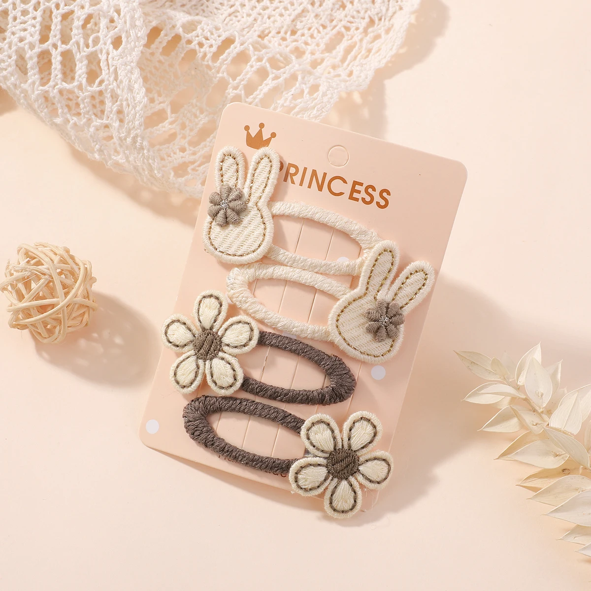 

4pcs Children's Rabbit Flower Hairclips Cute Bunny Fabric Hairpins Butterfly Bow Side Broken Bangs Hair Clips Hair Accessories