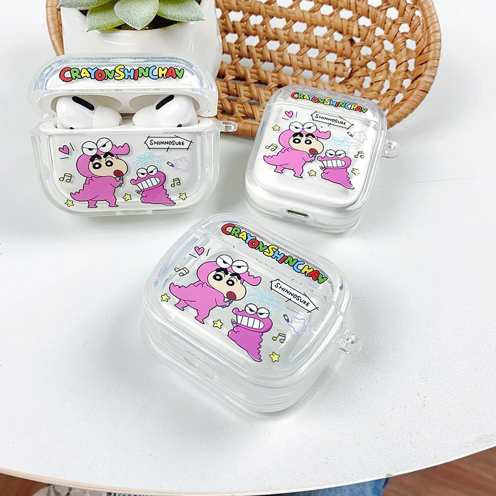 

Pink Style Gift Super Cute Dinosaur Crayon Shin-chan Cartoon Plastic Drop Proof Headphone Cove For Airpods 4, 2, 3, Pro, Pro2