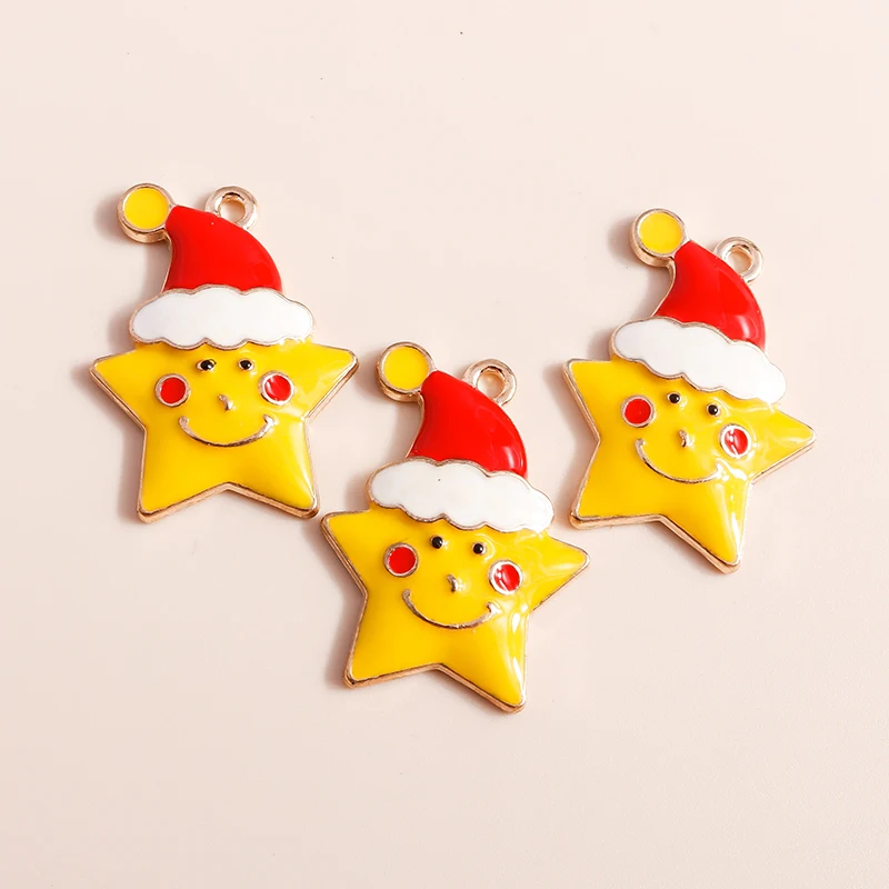 Leslie 10 Stück 26 x 20 mm Cartoon-Weihnachtsstern-Anhänger für die Schmuckherstellung, DIY, niedliche Weihnachts-Ohrringe, Armbänder, Halsketten-Anhänger – Detail 4