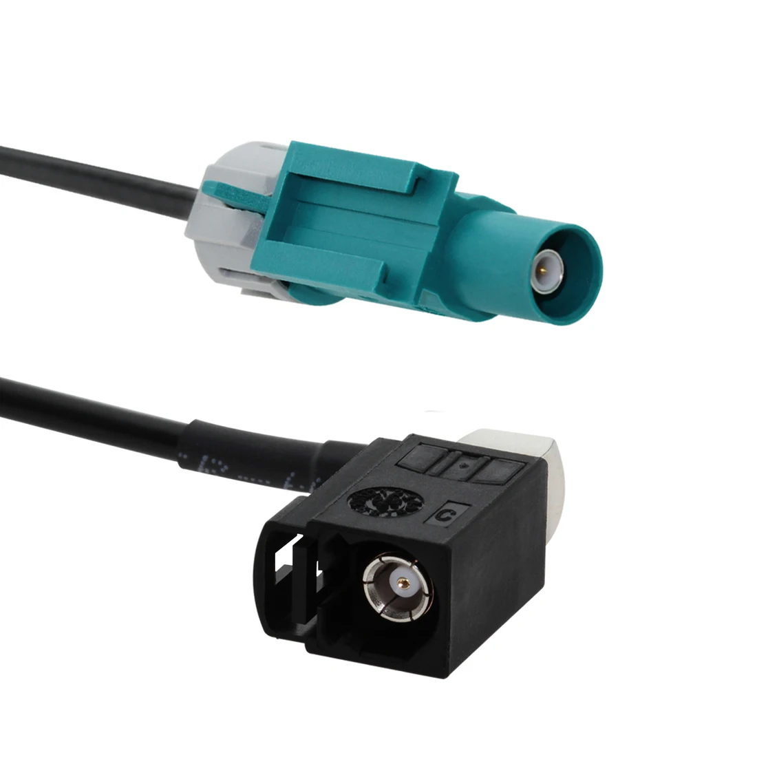 Conector de ángulo recto Fakra A hembra, Color negro A Fakra Z macho, Cable Pigtail impermeable, RG174, 15cm, 1 unidad