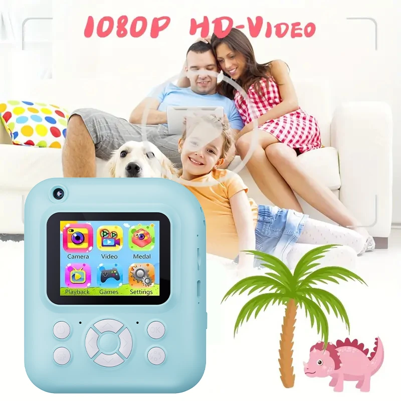 W & O-Appareil photo instantané pour enfants, mini imprimante de film portable vintage, caméra de prise de vue HD Vlog, cadeau d'enregistrement vidéo, Q1, 1080P, 20MP