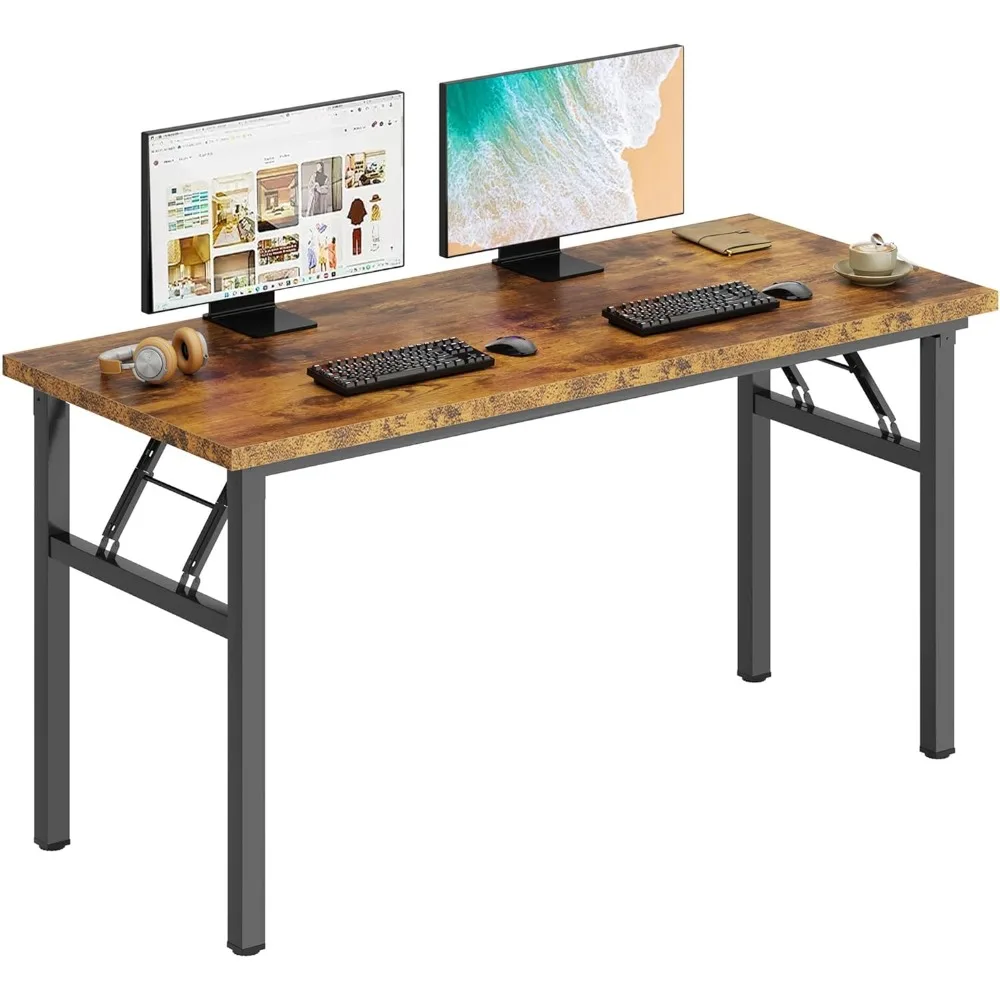 

Large Computer Desk, Folding Desk, Decent and Steady Home Office Desk/Workstation/Table 54.3inch Retro Black