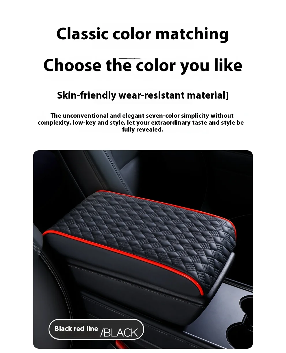 Premium Rote Leder-Autoarmlehnenauflage | Verstellbarer Armaturenbrett-Organizer mit ergonomischem Design | Mehrfarbige Innenausstattung U – Detail 3
