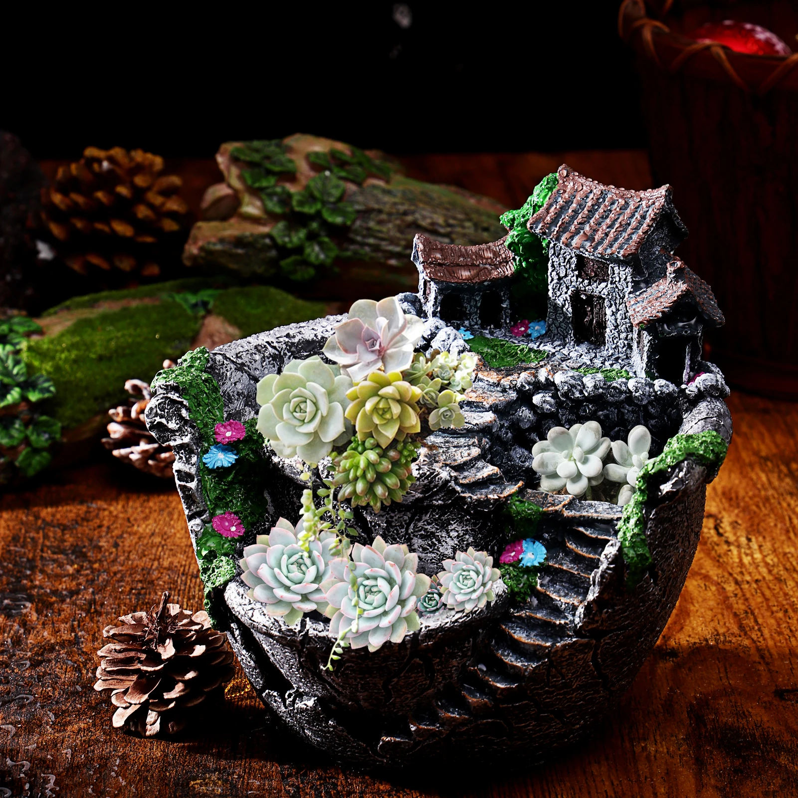 

3Pcs Creative Flower Pot Succulent Pot Micro Landscape Planter For Office Garden Decor