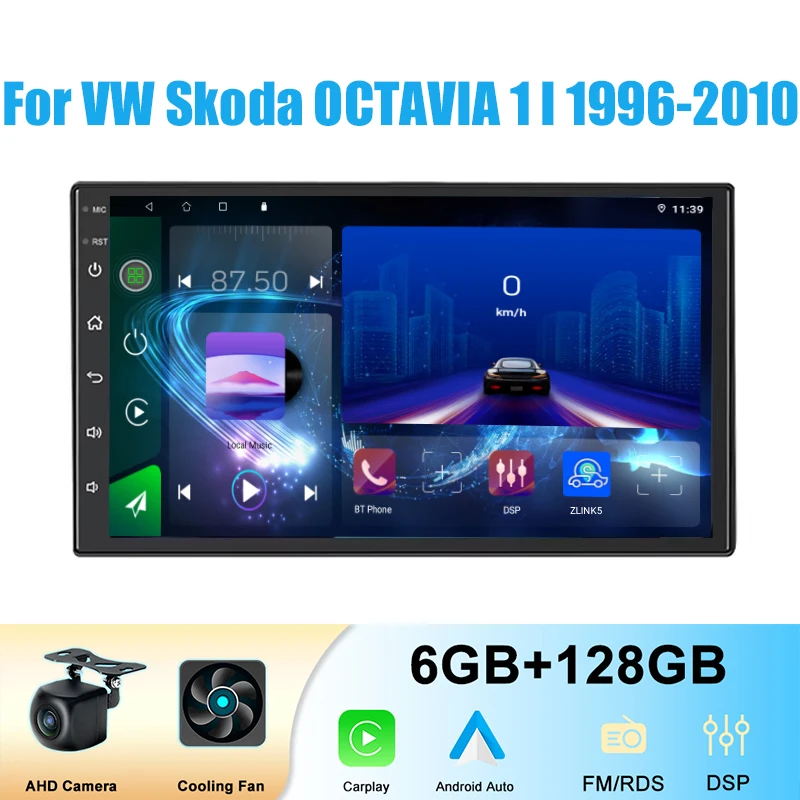 

7" Car Stereo Radio 128GB For VW Skoda OCTAVIA 1 I 1996-2010 Wireless Apple Carplay Android 13 Auto Head Unit GPS WIFI Camera