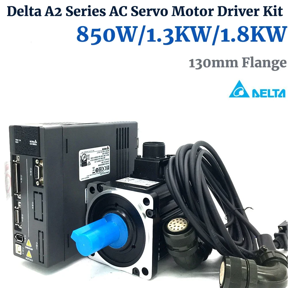 Delta 130mm Kit 850W/1.3KW/1.8KW A2 AC Servo Motor ECMA-F11308RS,ECMA-F11313RS,ECMA-F11318RS 1KW/2KW Driver ASD-A2-1021-L/E/M