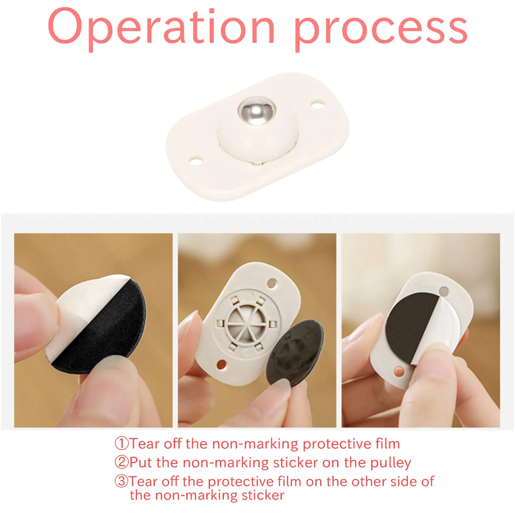 AB13-20 Pcs Self Adhesive Swivel Caster Stainless Steel Mini Paste Universal Wheel Universal Wheel 360 Degree Rotation Pulley