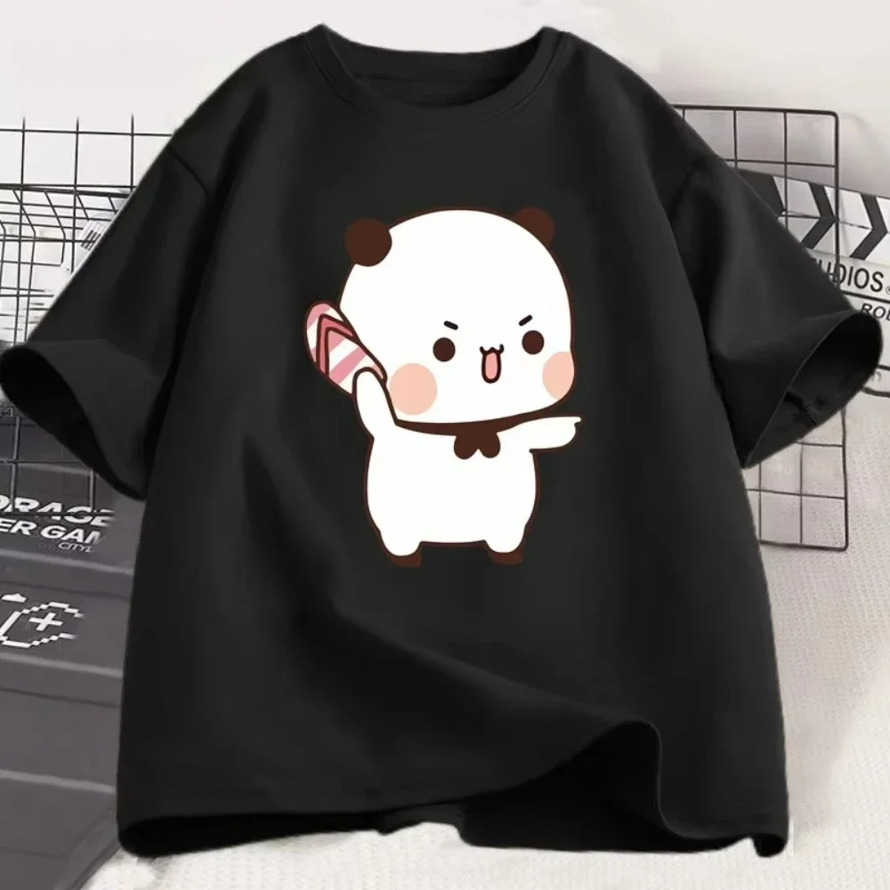 Kawai Panda Bear Bubu Throwing Flip Flop To Dudu T-shirt Men Women Funny Couple T Shirt Casual Fashion Cute Tshirt Valentines