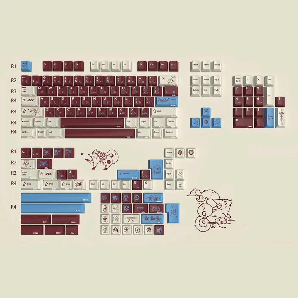VIVIDKEY Fox Shadow Keycap Cherry Profile PBT Dye Subbed keycap for mx keyboard 87 104 xd64 BM60 made68 ev63 wooting 60he V2