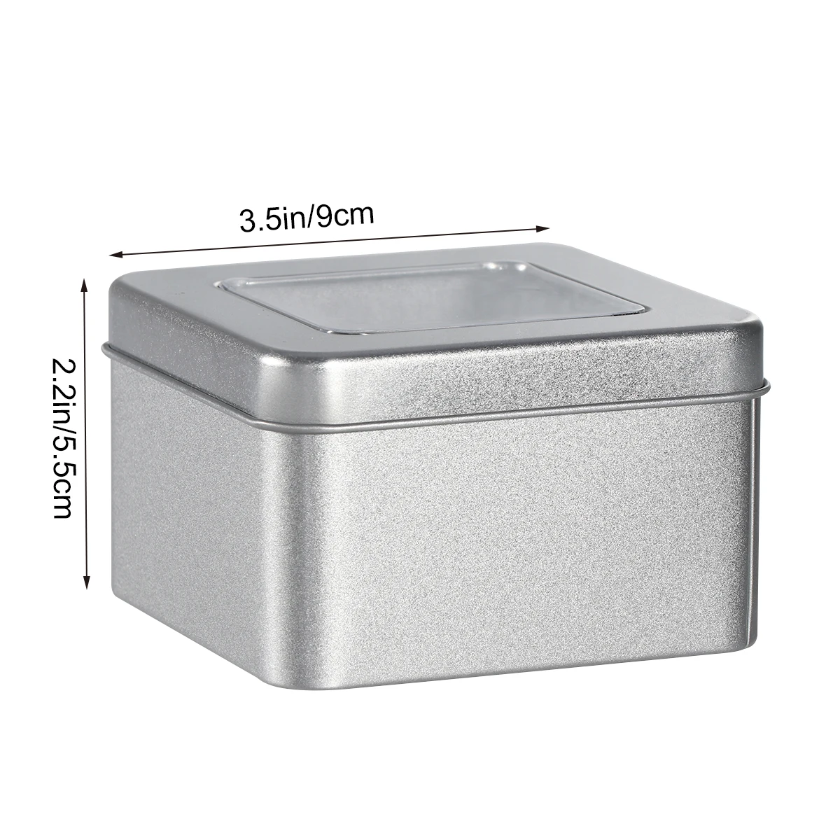 

10pcs Silver Metal Empty Tins Clear Square Containers for Candies Coffee Beans Food Storage Organization Box Home Use
