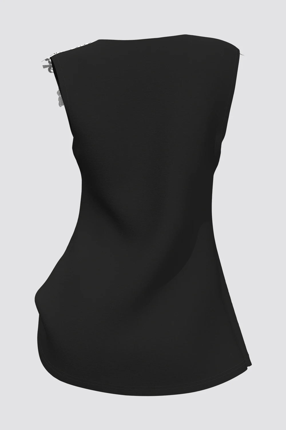 Flycurvy Camiseta sin mangas con lentejuelas y panel de encaje negro informal de talla grande