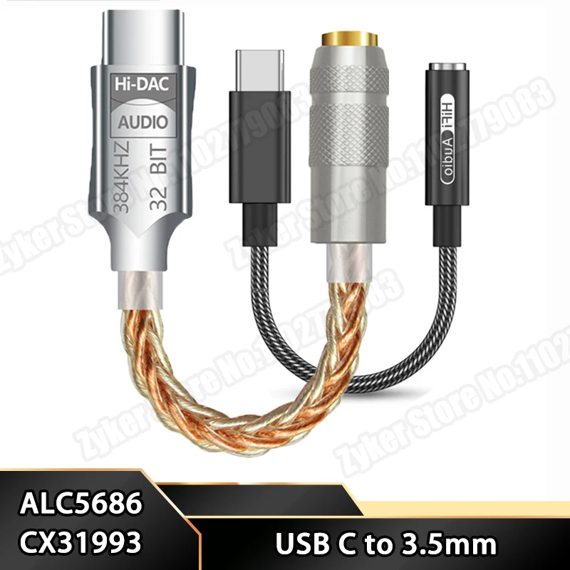 ALC5686 CX31993 HiFi DAC USB typu C do 3,5 mm AUX Cyfrowy kabel audio DAC dla Androida Adapter słuchawkowy typu C do 3,5 Dekodowanie wzmacniacza