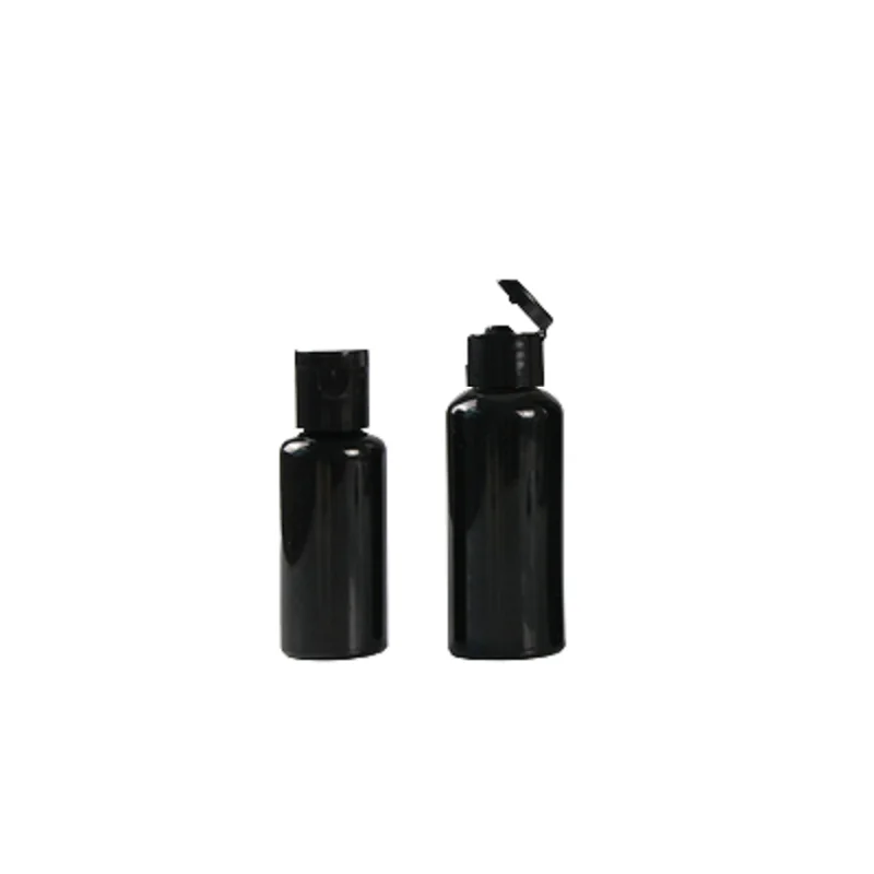 50Pcs Empty Black Plastic Bottle PET 10ML 20ML 30ML 50ML 100ML Flip Lid Portable Cosmetic Packaging Refillable Toner Bottles