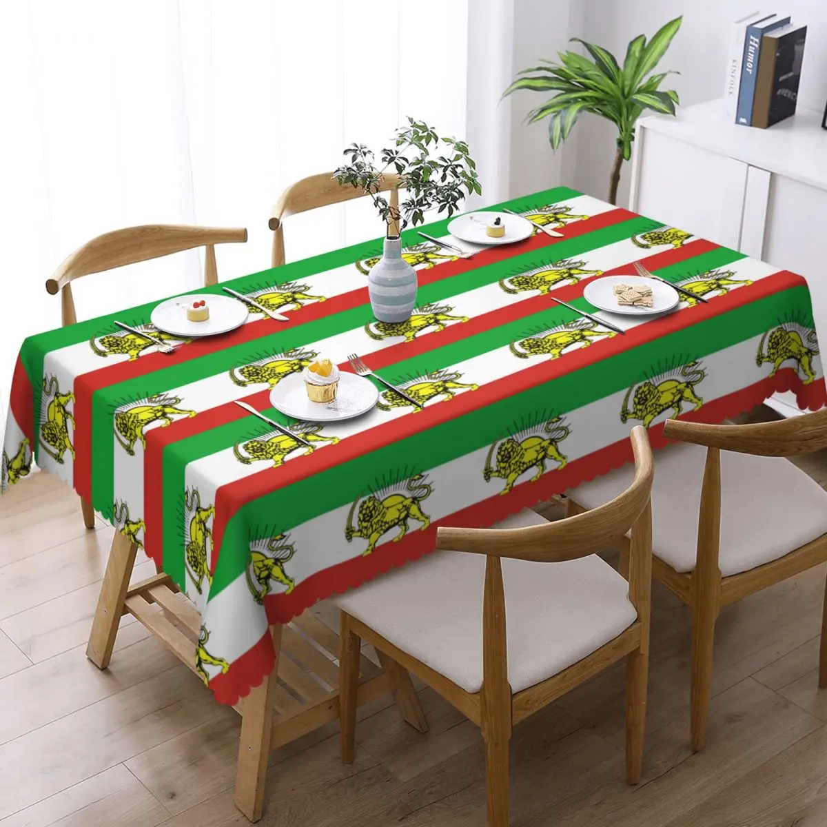 Flag Of Persia Iran (Pahlavi) Custom Rectangular Tablecloth Waterproof Table Cover for Festival Party Decorations Table Cloth