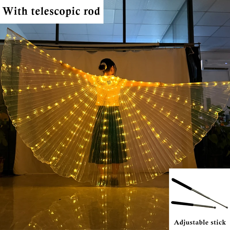 Ailes de Papillon Lumineuses à LED Dansantes, Ailes de Danse du Ventre pour Enfants, Ailes de Papillon à LED Lumineuses pour Filles, Ailes avec Bâton Télescopique, Partie de Noël