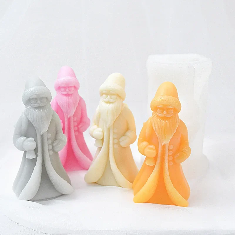 Cute Santa Claus Candle Mold Father Christmas Resin Silicone Mold Kriss Kringle Plaster Gypsum Mould Home Decor Christmas Tree