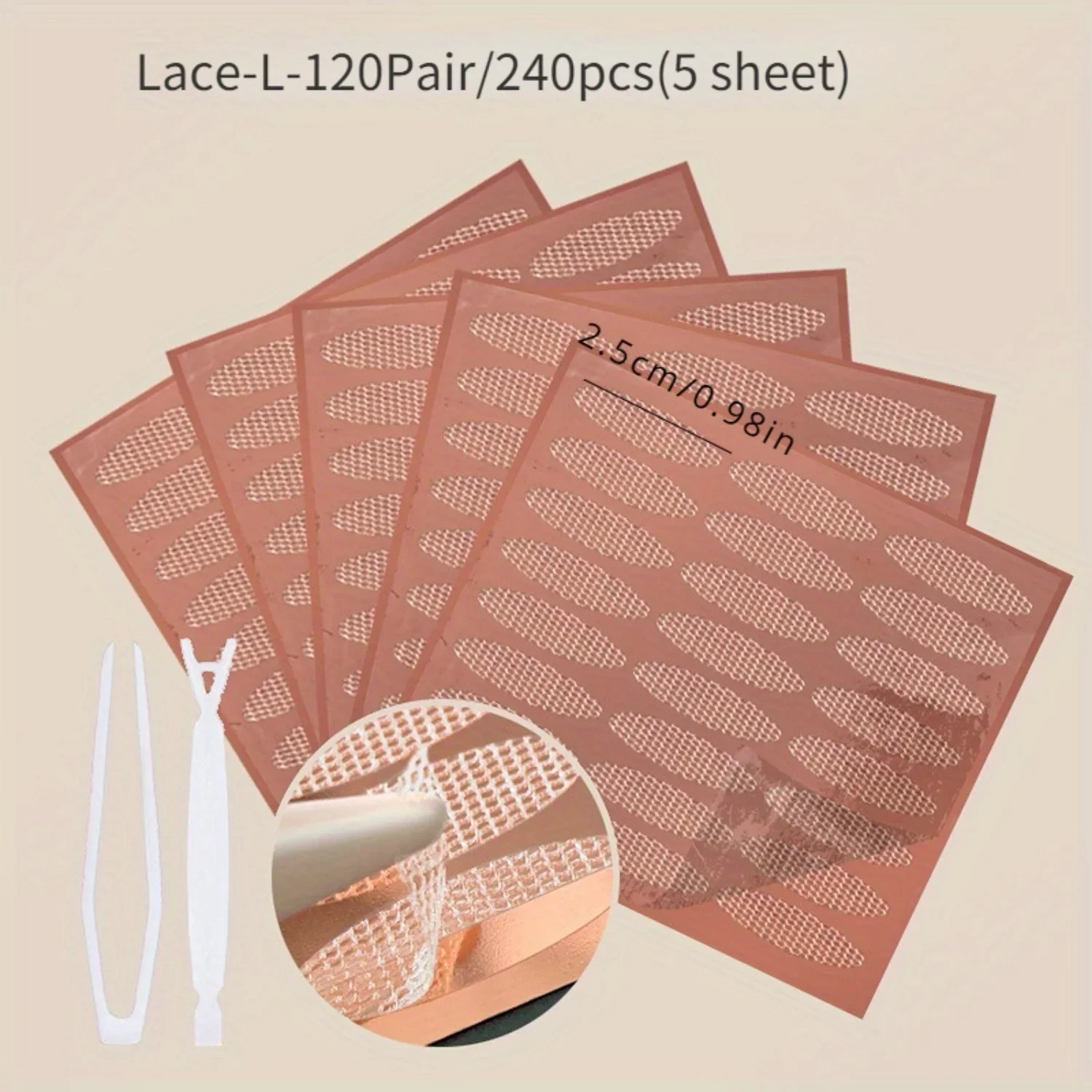 Adesivos de fita de pálpebra dupla de malha de renda-180-240 unidades de tiras adesivas para levantamento natural dos olhos, ferramenta de beleza leve