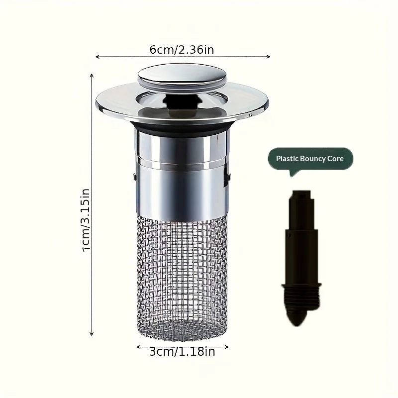 Kitchen Washbasin Sink Leak Plug Floor Drain Filter Odor-Proof Pop-Up Rebound Sink Plug Hair Filter Universal Press-Type Drain