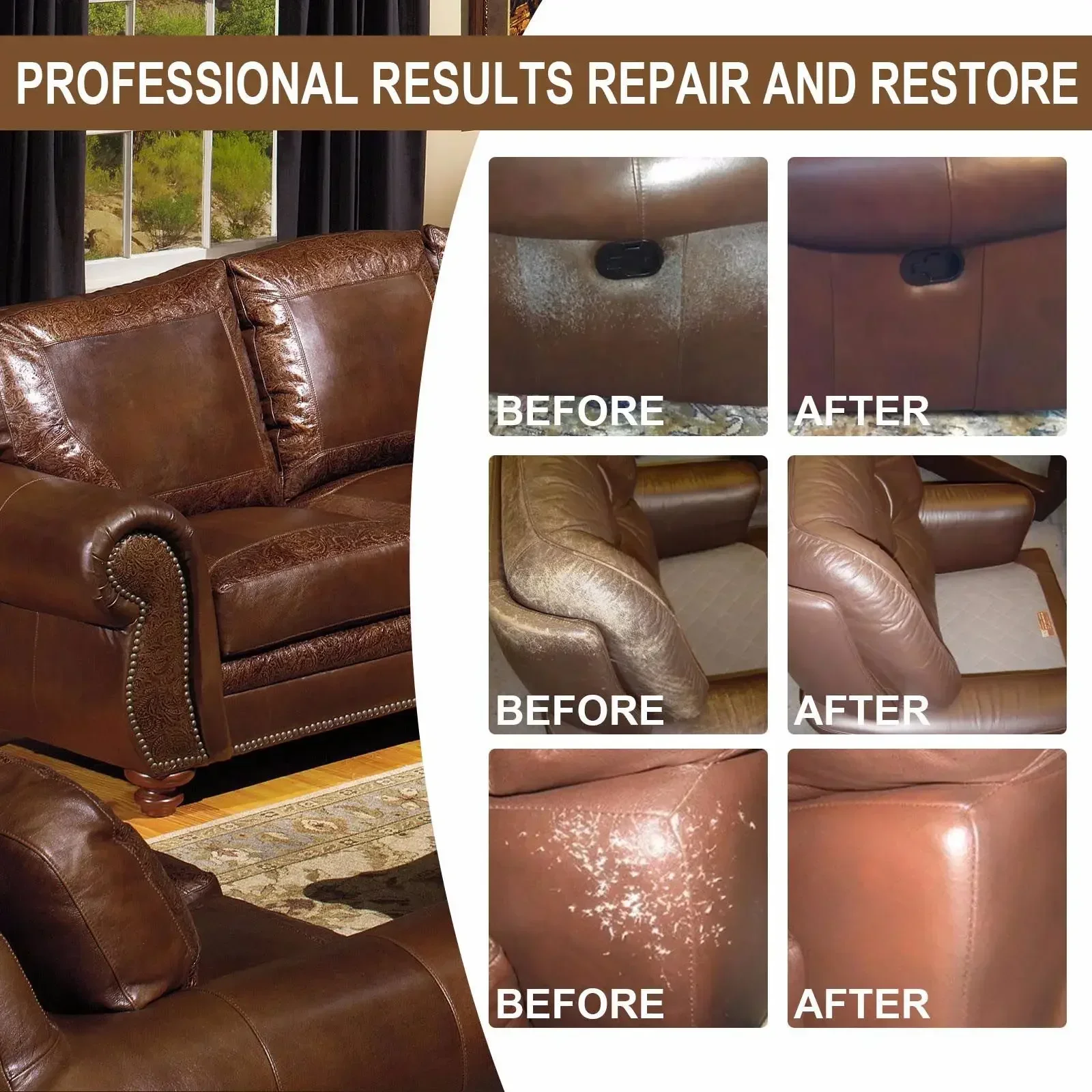 Car Interior Seat Repairing Leather Reconditioning Kit Complete Set for Bag Shoes Furniture Cleaning Protecting Leather Products