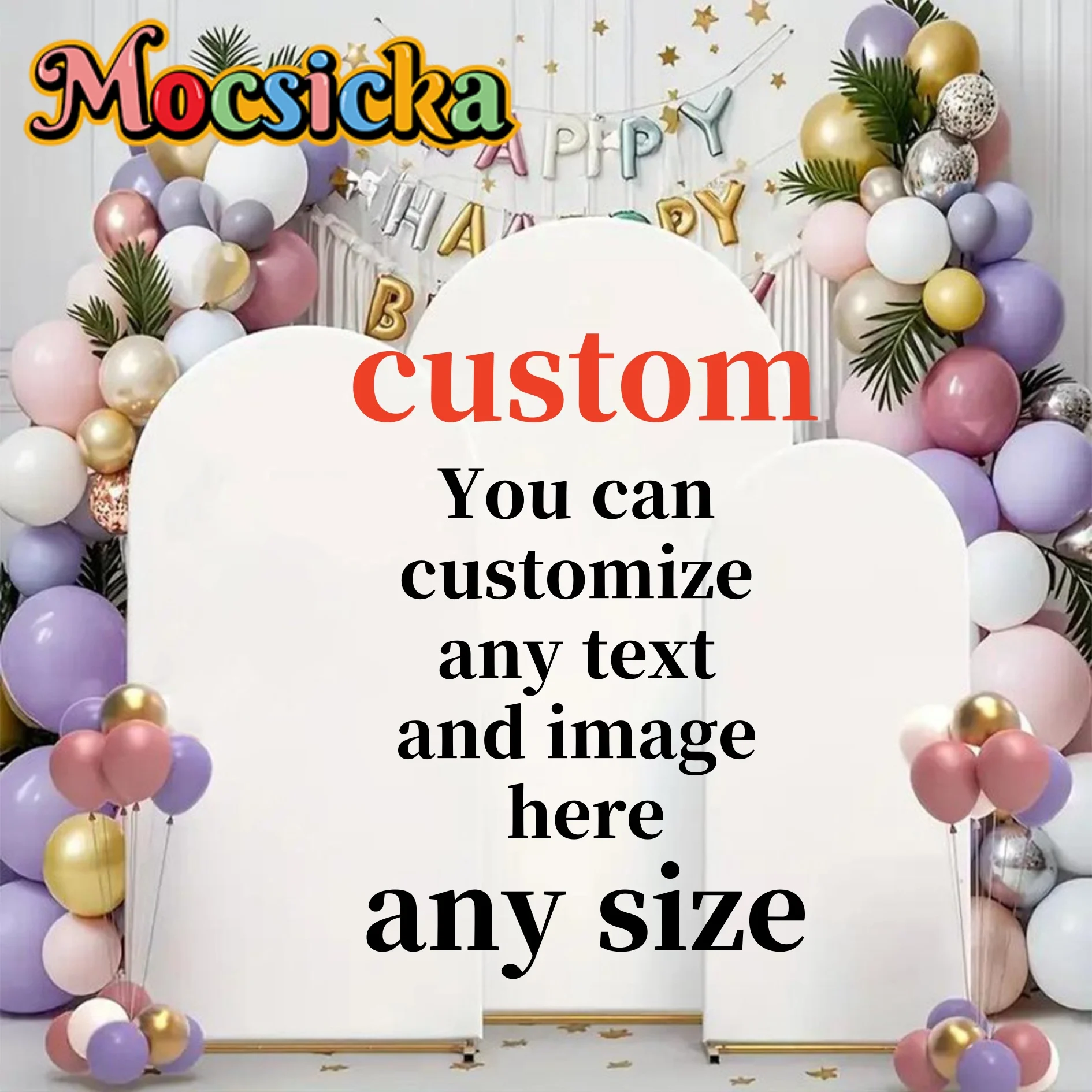 

Personalized Custom 2-sided Arch Backdrop Covers Birthday Party Background Custom Banner Baby Shower Balloons Accessories Decor