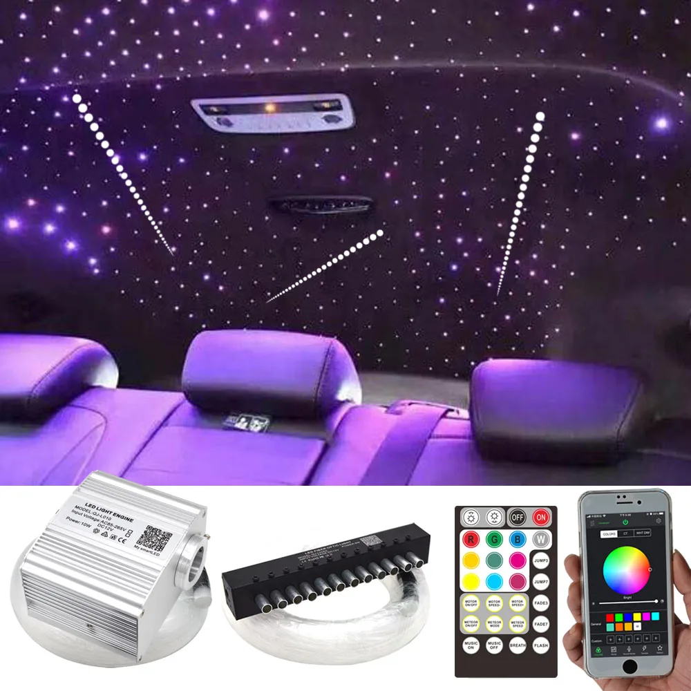 Car Star Lights Twinkle Meteor Starlight Headliner Starry Sky 12v 400pcs Fiber Optic   Ceiling Light Kit