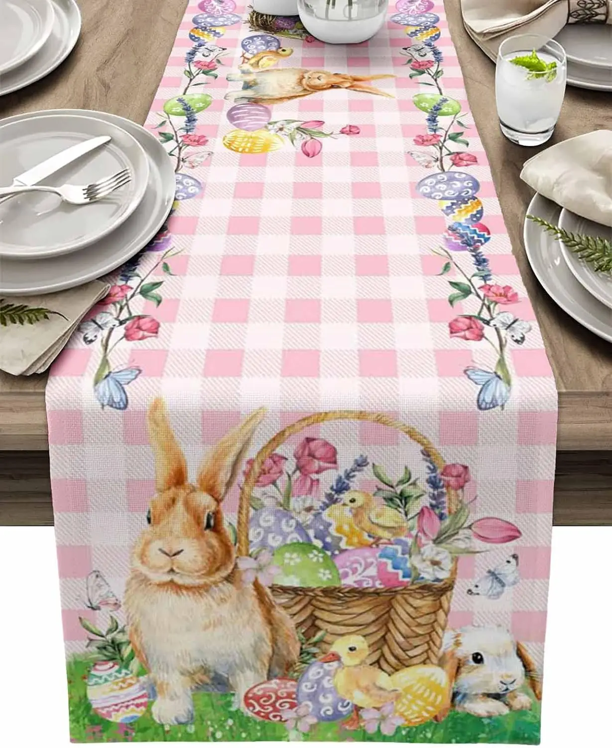 

Easter Rabbit Colorful Eggs Linen Table Runners Dresser Scarves Table Decor Farmhouse Dining Table Runners Wedding Decorations