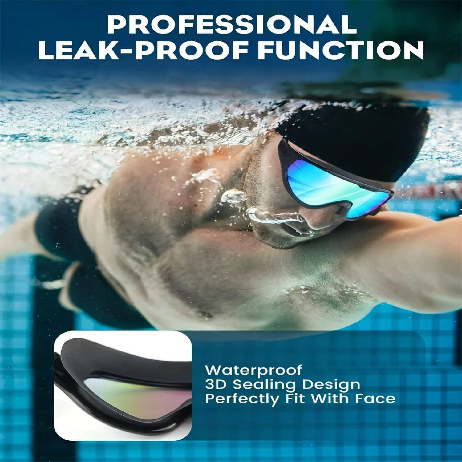Swim Goggles 2 Pack, Anti-Fog UV Protection No Leak 180° Wide View Clear Vision Swimming Goggles for Adult Men Women Kids, Soft Silicone Pool Swim Accessories view 3