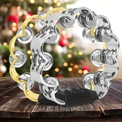 Adult Plated Metal ABS Tambourine Music Rhythm Instrument Handheld Percussion Drum Party Church Wedding Performance Concert