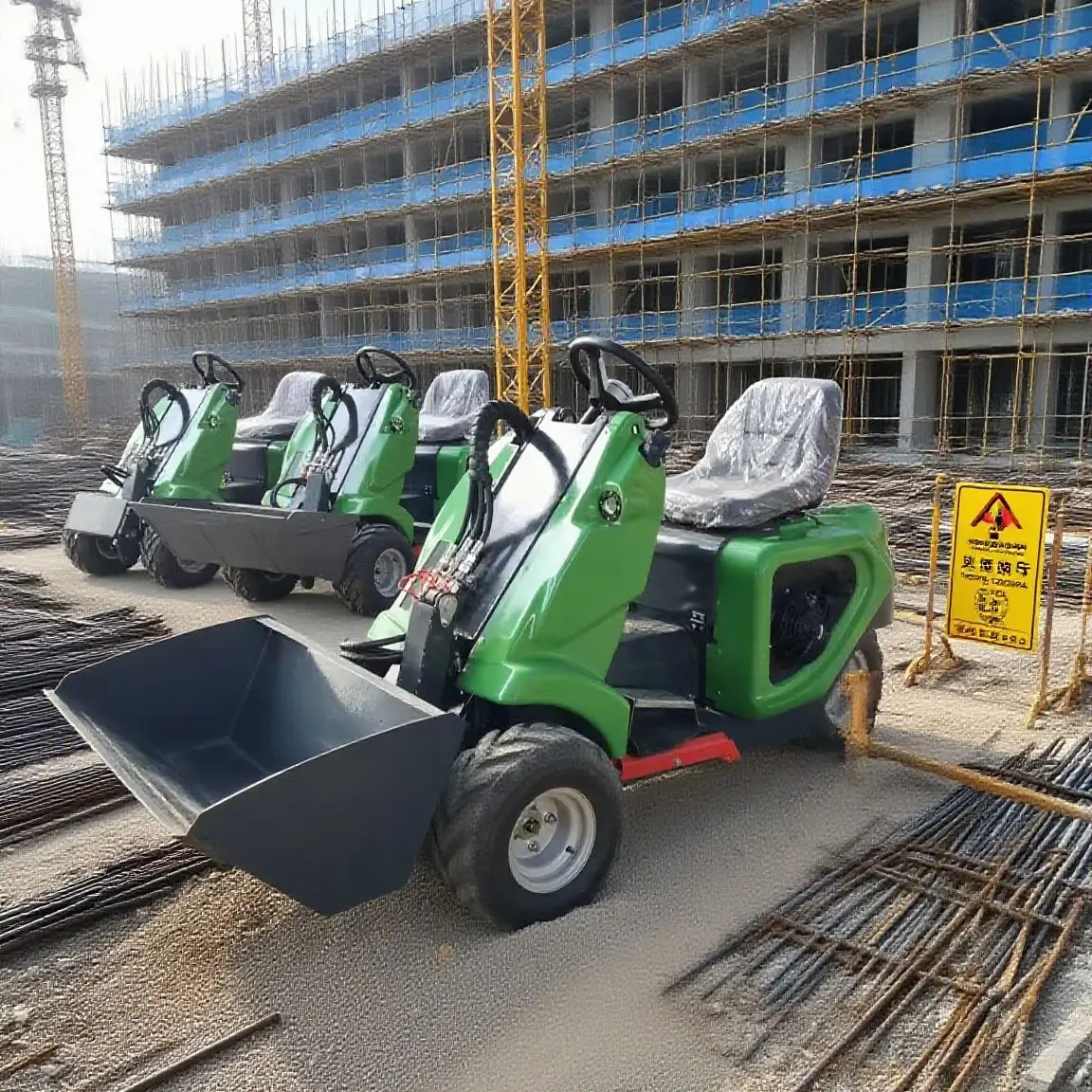 

Mini sliding steering three wheel loader customized product, wide width bucket, used for gardens