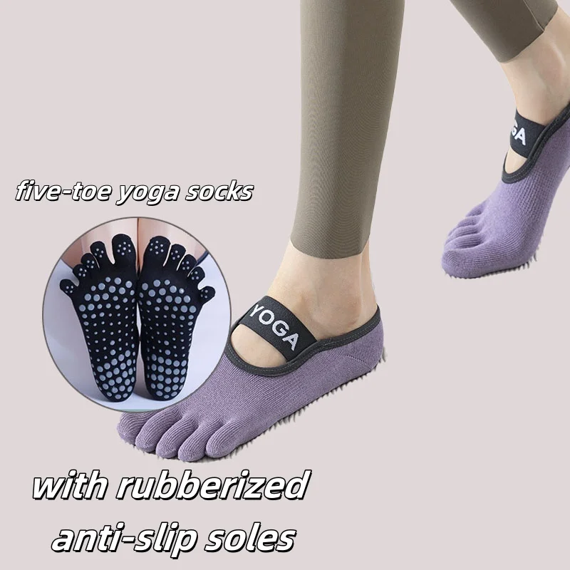 

Европейские размеры 35–42, 1/2 пары женских носков для йоги с клейкой ручкой на полуподошве и противоскользящим дизайном для разделения пяти пальцев
