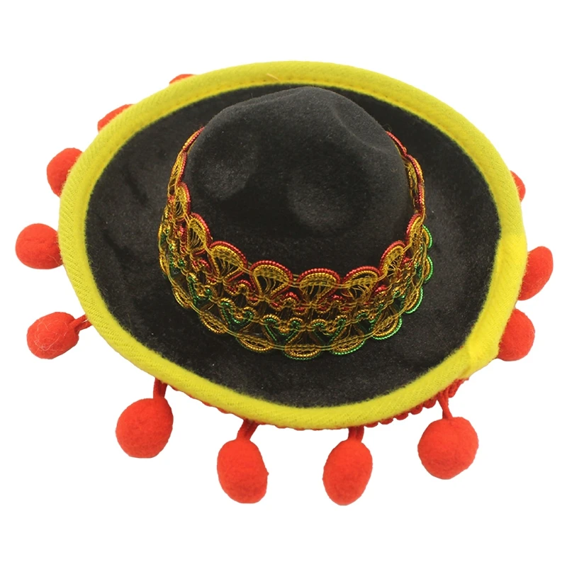 Mexican Mini Small Hat Hair Hoops Mini Sombrero Headbands Headdress Performance Props Carnival Halloween Party Funny Hats