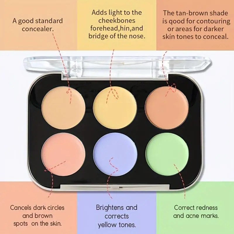 Palet Concealer Crème Palet Met 6 Kleuren Contour Palet Make-Up Levert Draagbare Kleur Corrigerende Matte Kit Voor Feesten