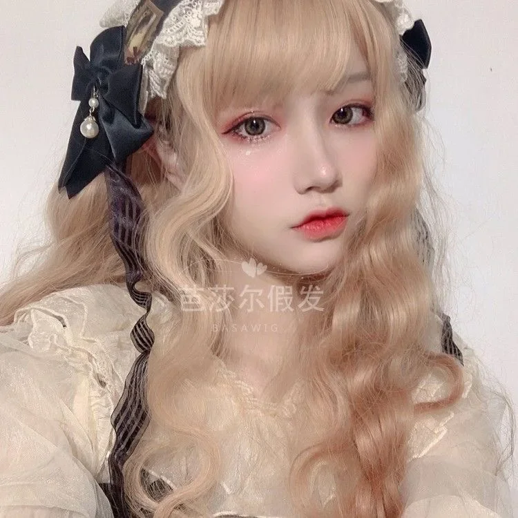 Synthetic Hair Long Wave Black And Pink Lolita Wigs For Women Cosplay Wig With Bangs Halloween Christmas Heat Resistant