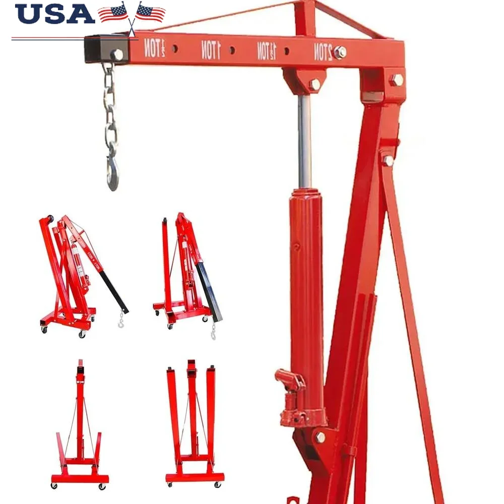

2 Ton Hydraulic Engine Hoist Cherry Picker Crane Heavy-Duty Lifting in Garage or Shop Foldable and Portable with 4000 lbs