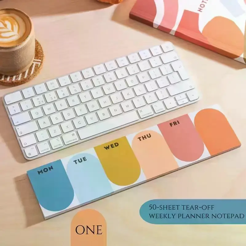 50 Sheet Weekly Planner Tear Off Notepad Rainbow Color Daily Schedule Memo Pad To Do List For Office Study Work Planning